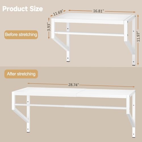 ThreeHio Expandable Closet Shelves Wall Mounted, 2 Pack Closet Shelving with ...