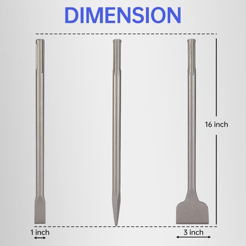 SDS MAX Shanks 16"Chisel Set,3 Pcs Masonry Concrete Drill Bit