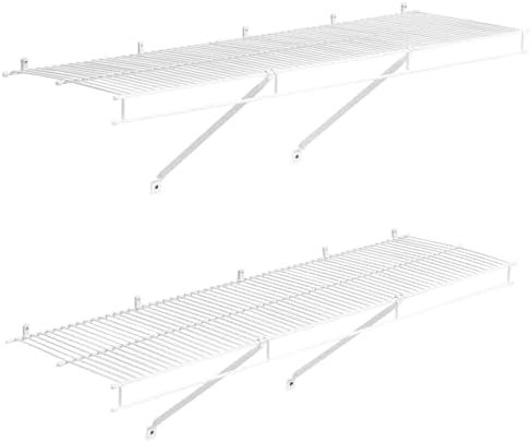 VEVOR Wire Shelf Kit, 4 ft, Set of 2, Wall Mounted Wire Shelves, Heavy-Duty C...