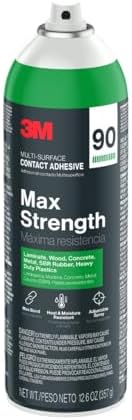 3M Max Strength 90 Contact Adhesive Spray, 12.6 oz (Pack of 12) – Low VOC Hea...