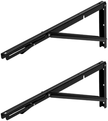 QWORK 24" Heavy Duty Folding Shelf Brackets for Wall Mounted Folding Tab...