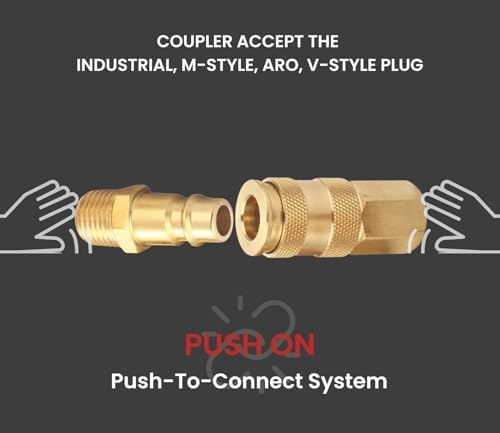 Brass 1/4 Inch NPT High Flow Air Coupler and Plug Kit