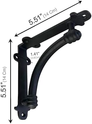 NACH Decorative Shelf Brackets, 4 Pack of 5.5 x 1.2 x 5.5 inch Black Cast Iro...