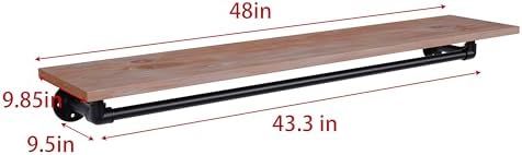 Clothes Rack 48in, Wall Mounted Garment Rack with Real Wood Shelf, Heavy Duty...