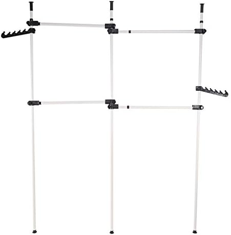 Estink Tension Rod Garment Rack Freestanding Adjustable 4-Bar Clothes Stand