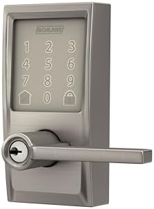 Schlage Encode Smart WiFi Lock, Lever Handle, Camelot Trim, Satin Nickel
