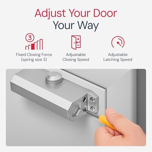Door Closer for Interior and Light Commercial Door Use Power Size #3 Cast Alu...
