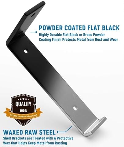 LEOPO 10 inch Shelf Brackets 6-Pack, 1/5" Thick Floating Shelf Bracket