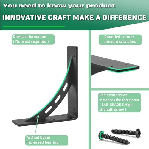 12 inch x 10 inch Heavy Duty Bracket,Granite Countertop Support Brackets, Hea...