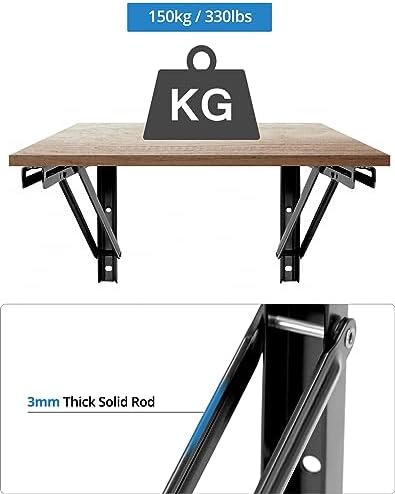 QWORK 24" Heavy Duty Folding Shelf Brackets for Wall Mounted Folding Tab...