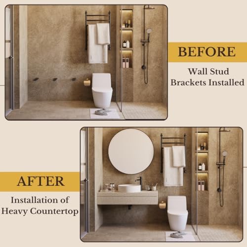 12 inch Floating Countertop Support Brackets by Balin Designs, Free hanging F...