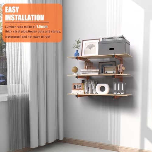 Lumber Rack Wall-Mounted Lumber Storage Rack, Heavy Duty Wood Storage Racks w...