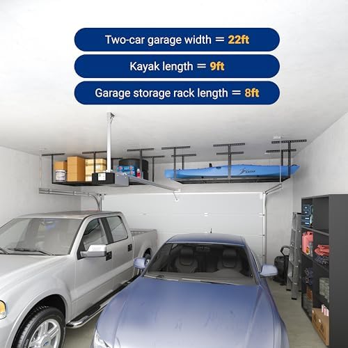 FLEXIMOUNTS 3x8 Overhead Garage Ceiling Storage Rack Organization, Black