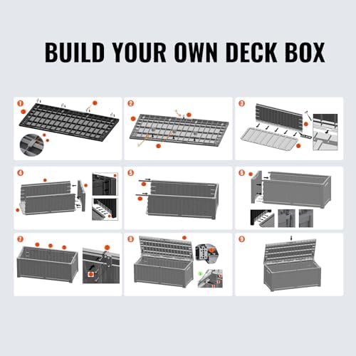 VEVOR Deck Box, 120 Gallon Outdoor Storage Box, 56.3" x 26.6" x 23....