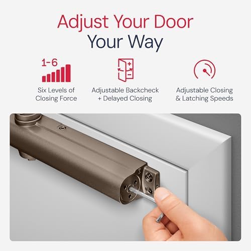Lawrence Heavy Duty Door Closer Commercial Grade 1 - Adjustable 6-Speed Delay...