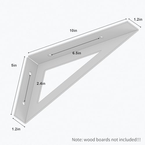 BRATA White Shelf Brackets 10 Inch, Brackets for Shelves, 4 Pack