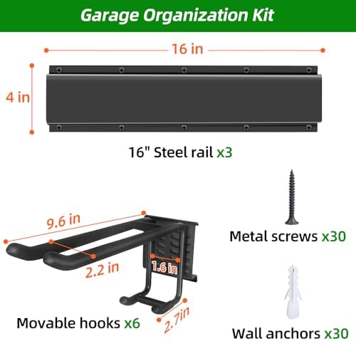 PIYILO 48 in Garage Tool Organizer Wall Mount, Adjustable Tool Storage Rack