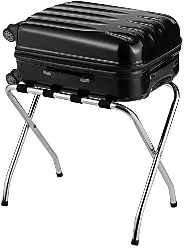 Tangkula Chrome Luggage Rack for Guest Room, No Assembly Required, Folding Me...
