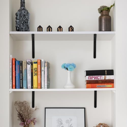 20 Pack L5 x H 3" Black Heavy Duty Shelf Brackets with Screws Metal Shel...