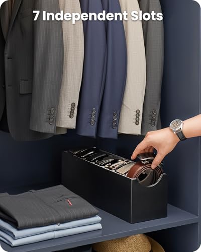 Lolalet Belt Organizer for Closet, Belt Box & Storage Drawer -Black