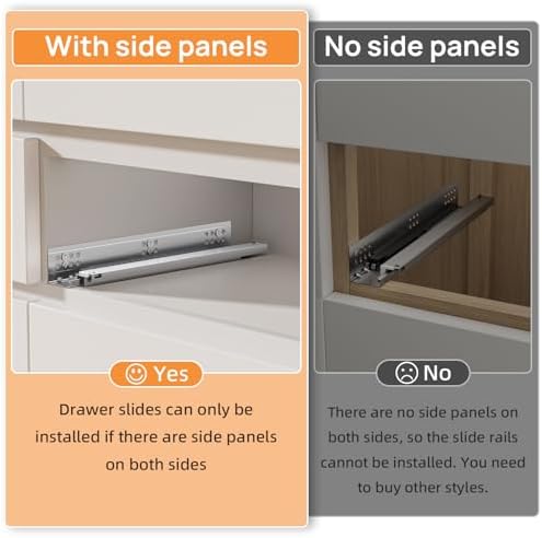 10 Inch Soft Close Undermount Drawer Slides for Frameless, 100lb,1 Pair