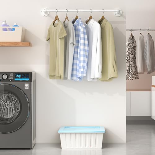 ERYTLLY Industrial Pipe Wall Mounted Clothes Rack,38 Inches Heavy Duty Detach...