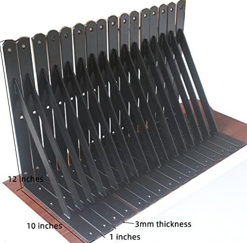 20 Pack L12 x H 8" Black Heavy Duty Shelf Brackets with Screws Metal She...