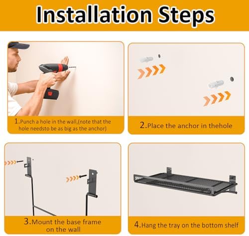 BABKAS 2 Pack Garage Wall Shelving,16.5" x 12.2" Garage Shelving Wa...