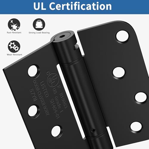 4 Inch Self Closing Door Hinges, Spring Hinges Self Closing Matte Black