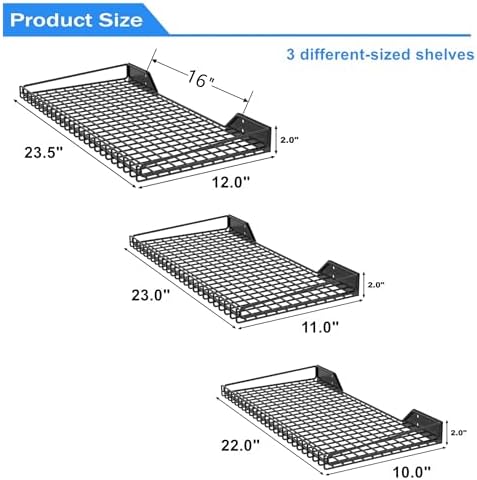 TORACK Wall-Mounted Storage Shelves, Mixed-Size Wall Floating Shelving