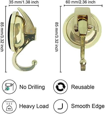Heavy Duty Vacuum Suction Shower Hooks Glass Suction Cup Bathroom Robe Hooks,...