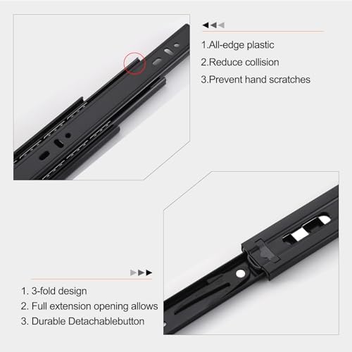 18 inch Drawer Slides 6 Pairs (12pcs) Full Extension Ball Bearing Drawer Rail...