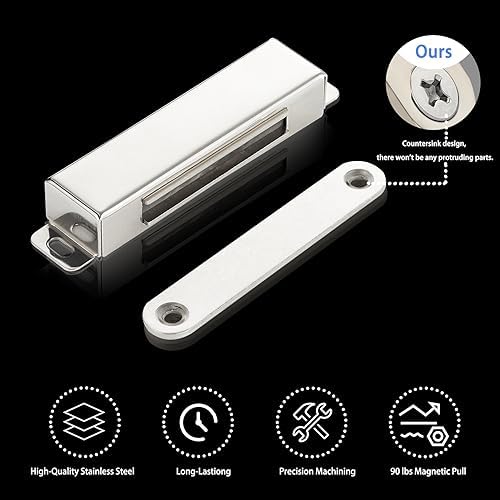 HBL 8 Pack | Heavy-Duty Magnetic Door Catch - Large 90 Lbs Pull Force, Stainl...