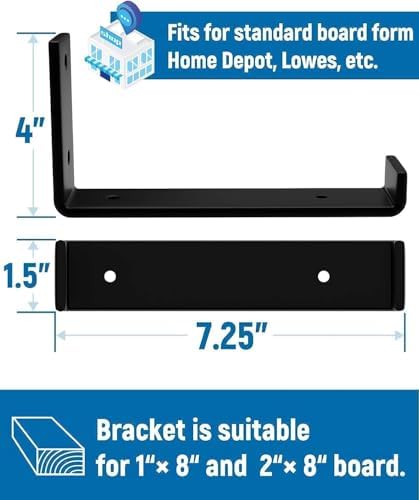LEOPO 8 inch Shelf Brackets 8-Pack, 1/5" Thick Floating Shelf Bracket