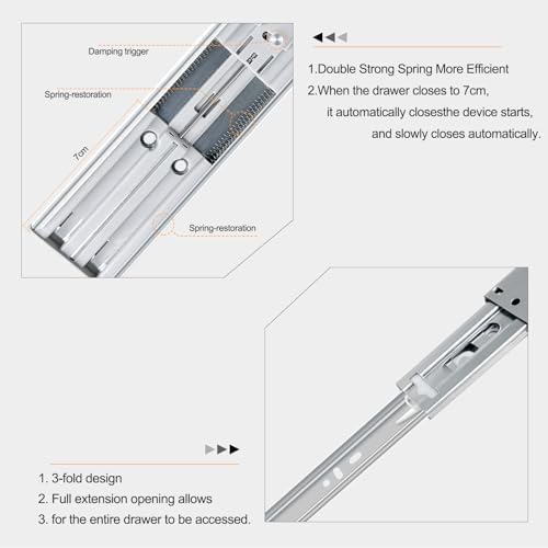 22 inch Soft Close Drawer Slides 4 Pairs Ball Bearing Full Extension Cabinet ...