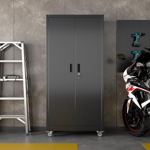 Reemoon Metal Storage Cabinet 71" H x 34" W x 18" D with Wheel...