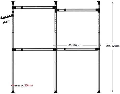 Estink Tension Rod Garment Rack Freestanding Adjustable 4-Bar Clothes Stand