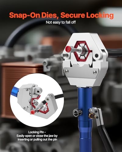 VEVOR Hydraulic Hose Crimper, Hydra-Krimp AC Hose Crimper Kit with 7 Dies Sna...