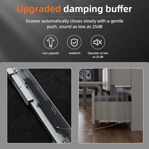 24” Undermount Drawer Slides Soft Close 100 lbs with Bracket 1 Pair