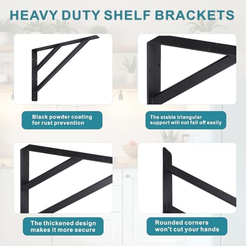 16 inch Heavy Duty Shelf Brackets, Countertop Support Brackets, Fireplace Man...