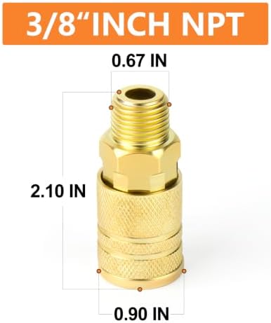 GASHER 12PCS 3/8"MNPT Brass Industrial Coupler,1/4 Flow Quick Connect Ai...