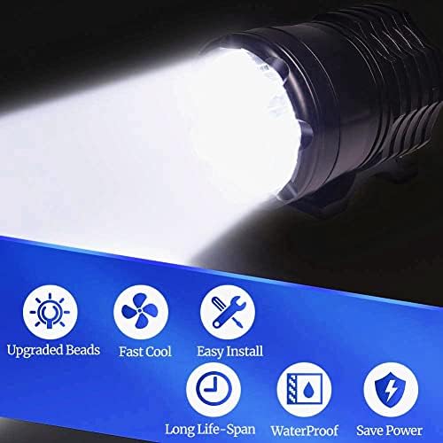 Ourbest Motorcycle Led Driving Lights, 2x High/Low/Strobe Bicycle Dirt Bike S...