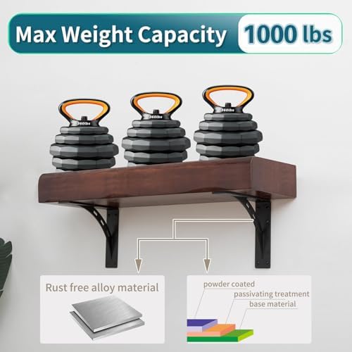 16 inch x 12 inch Heavy Duty Shelf Brackets , Metal Mantel Brackets (Set of 2...