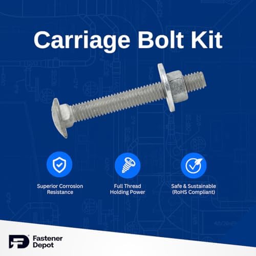3/8"-16 x 3 (100 Sets) Hot Dipped Galvanized Carriage Bolt Kit for Exter...