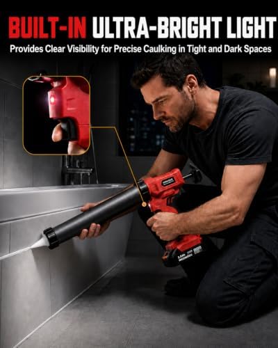 29 OZ Cordless Caulking Gun w/2 x 2.0Ah Batteries, Electric Caulk Gun