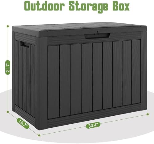 Outdoor Storage Waterproof Deck Box for Patio (45 Gallon, Black)