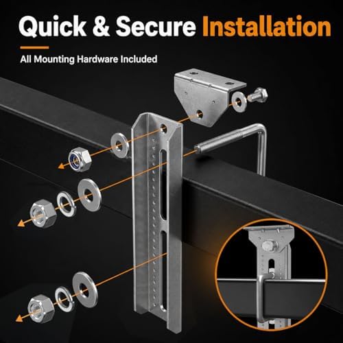 Wellmax 10" Boat Trailer Bunk Brackets, Heavy Duty Swivel, 4-Pack, Silver