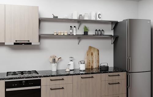 AmGood 10 in. x 72 in. (6 ft) Stainless Steel Wall Shelf with Backsplash - 18...