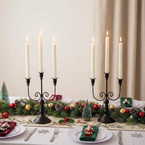 Sziqiqi Black Candelabra Candle Holder for Halloween, 3 Arms Candelabra