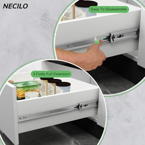 NECILO 10 Inch Ball Bearing Drawer Slides,100lb Full Ext Side Mount,5 Pairs